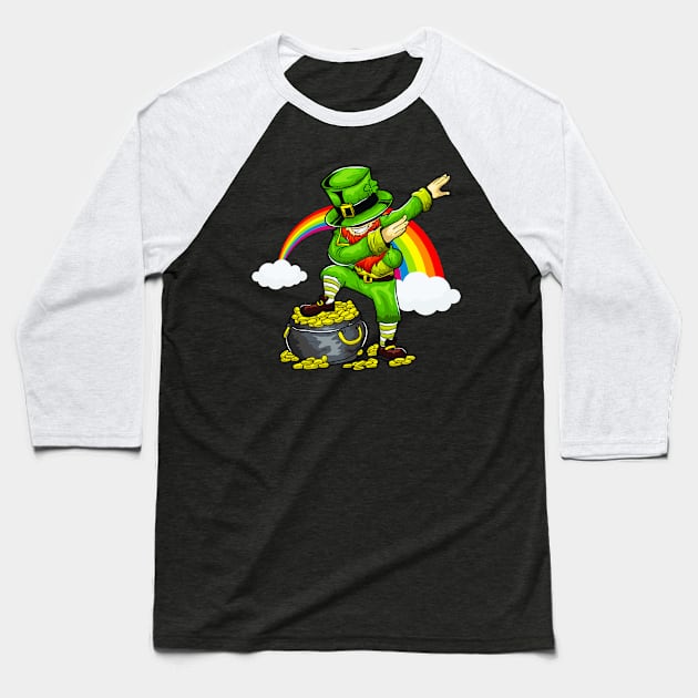 Dabbing Leprechaun T-Shirt Funny St Paddys Day Shamrock Gift Baseball T-Shirt by Dr_Squirrel